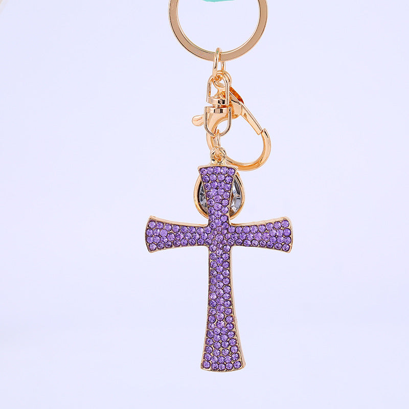 Wholesale Alloy Diamond Cross Key Chain